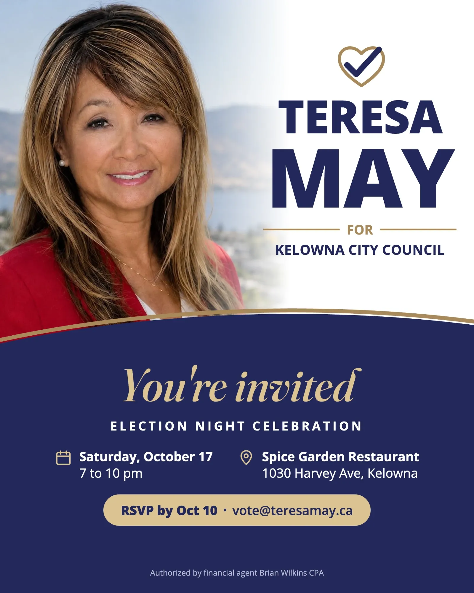 You're invited: election night celebration in Kelowna, October 17